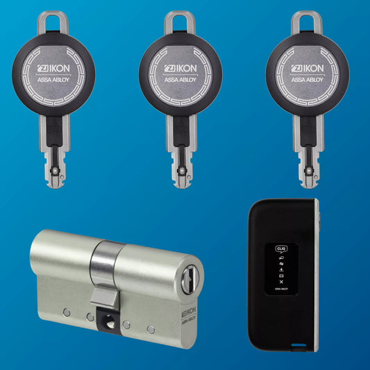 CLIQ Go Starterset Professional - bestehend aus drei Nutzerschlüsseln, einem Zylinder, einem mobilen Programmiergerät