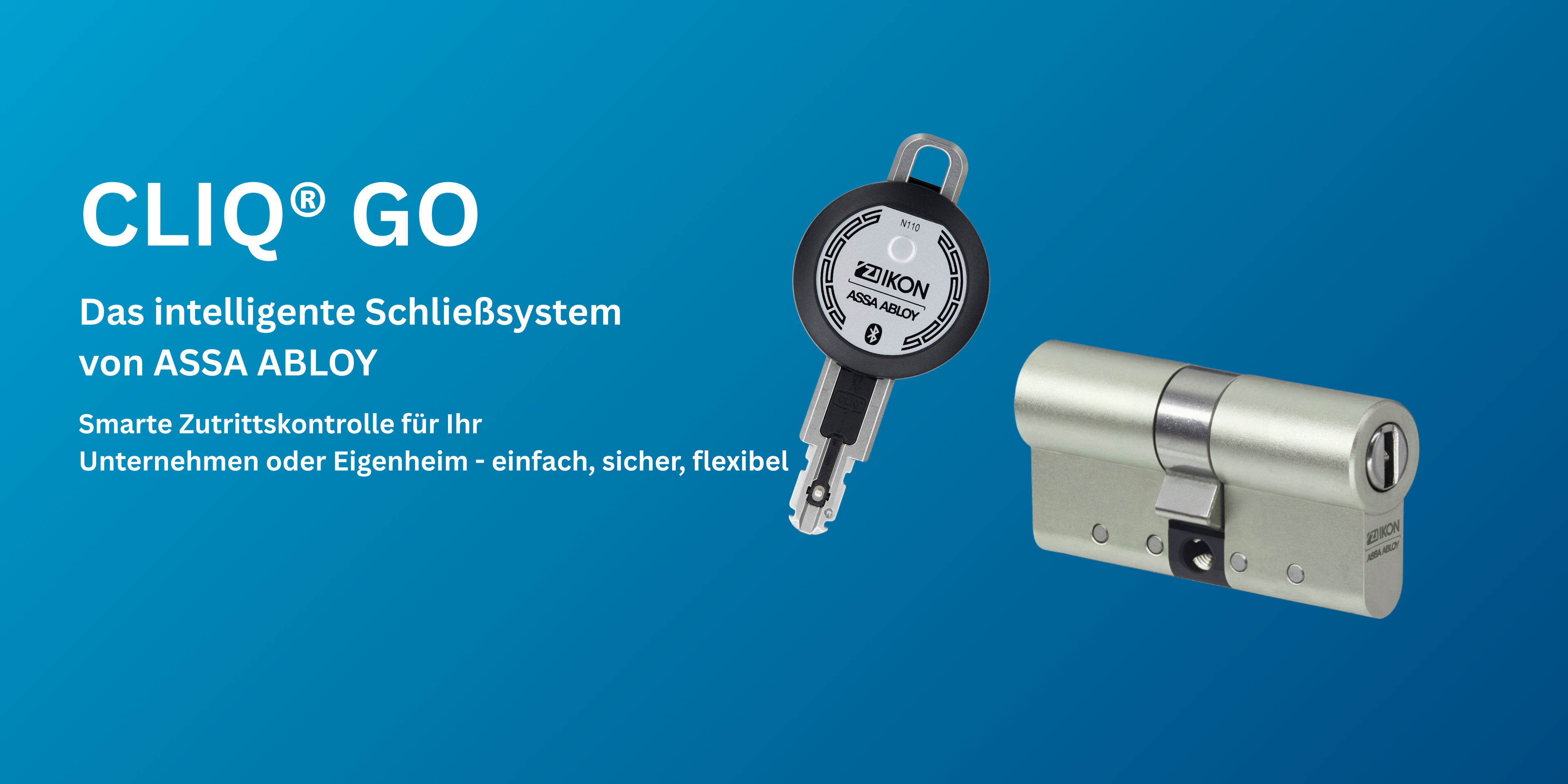 CLIQ Go Schließzylinder und programmierbarer Schlüssel von ASSA ABLOY - Smarte Zutrittskontrolle für Unternehmen und Eigenheime.